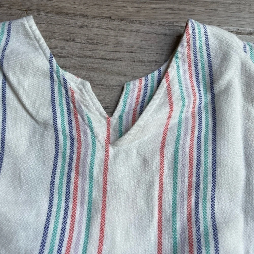 NWT Gymboree Girls Tunic 100% Cotton Fringe Flannel Feel Striped V Neck SZ 7/8